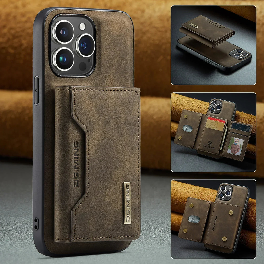 Magnetisk 2-i-1 iPhone Cover med Aftagelig Læderpung