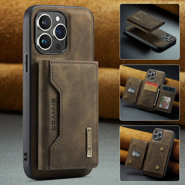 Magnetisk 2-i-1 iPhone Cover med Aftagelig Læderpung