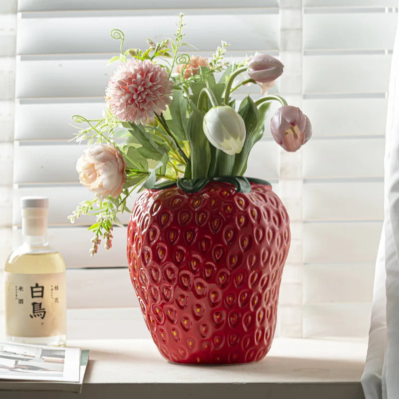 Jordbærformet Keramisk Vase til Blomsterarrangementer