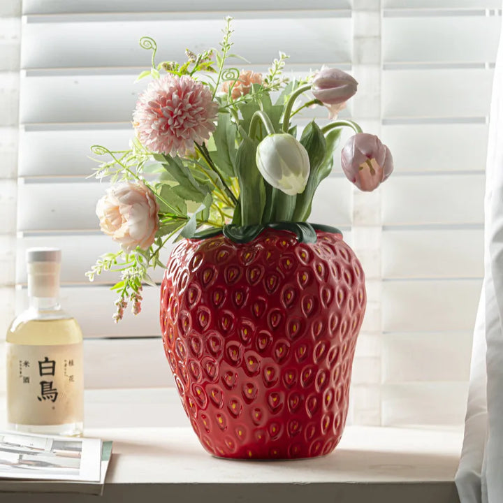 Jordbærformet Keramisk Vase til Blomsterarrangementer