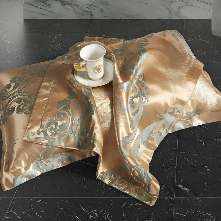 Luksuriøst Satin Jacquard Dynebetræk Sæt med 2 Pudebetræk