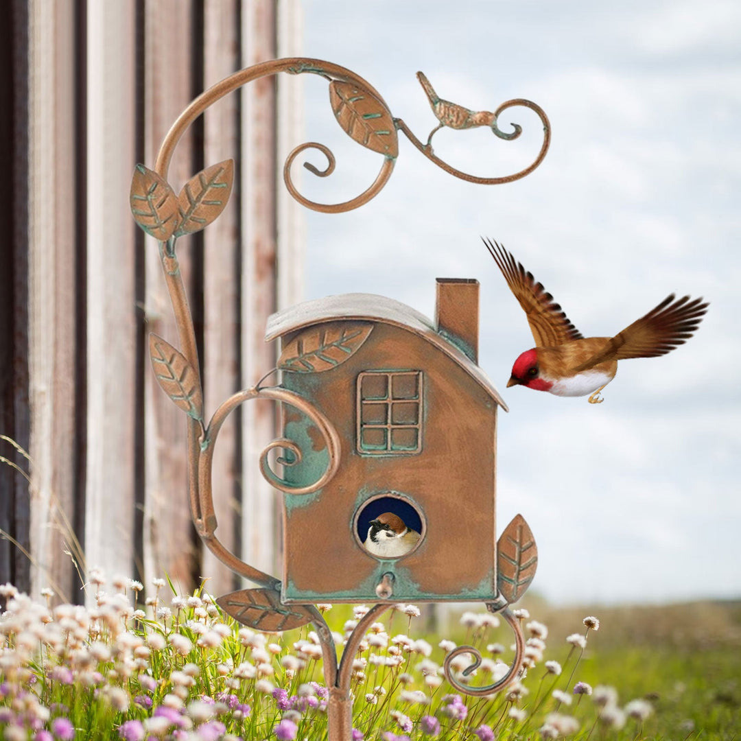 Dekorativ Metal Fuglekasse Have Stake med Kunstnerisk Design