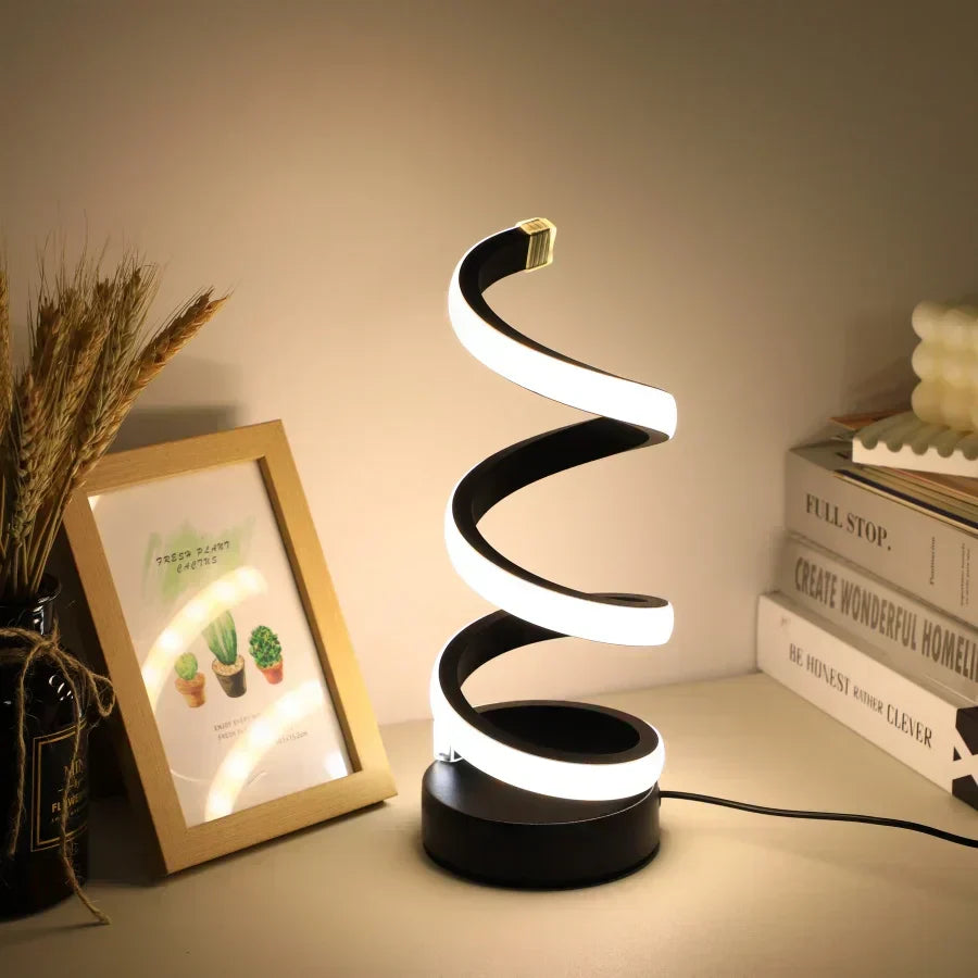 Moderne Justerbar Spiral LED Bordlampe i Metal