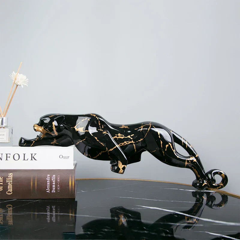 Elegant Jaguar Stenskulptur i Høj Kvalitet