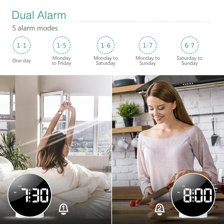 Digital vækkeur med USB-opladning og snooze-funktion