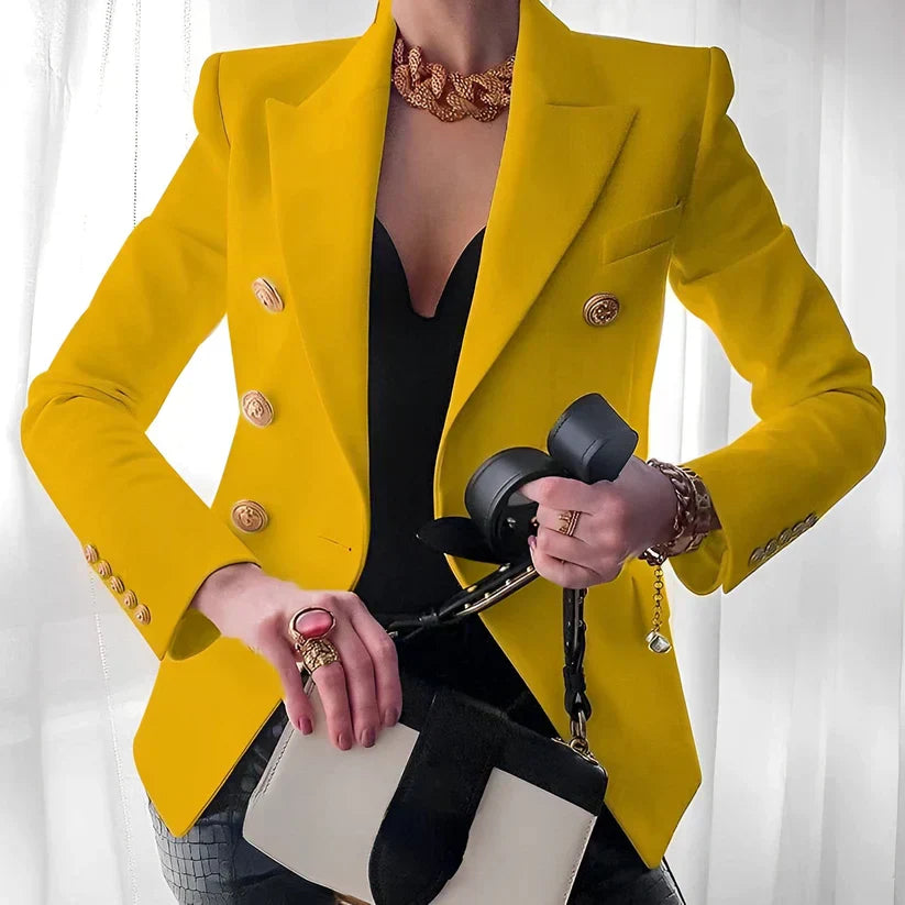 Monroe | Kvinders Klassiske Dobbeltradet Blazer med Guldknapper