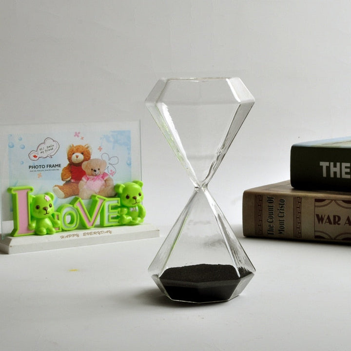 Diamantformet Glas Timeglas med Farverigt Sand - 5-60 Minutters Timer