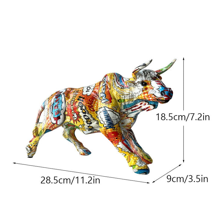 Farverig Graffiti Tyr Statue i Resin