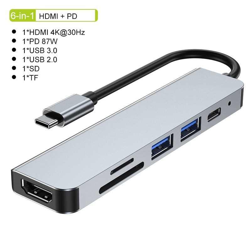 Thunderbolt 3 USB-C Hub med 4K HDMI, PD og SD/TF Kortlæser