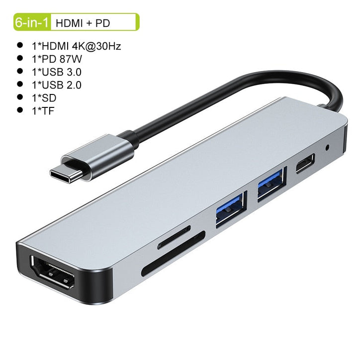 Thunderbolt 3 USB-C Hub med 4K HDMI, PD og SD/TF Kortlæser