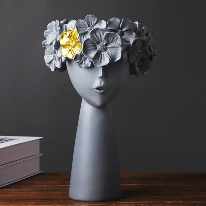 Moderne Harpiks Pige Ansigt Vase til Tørrede Blomster