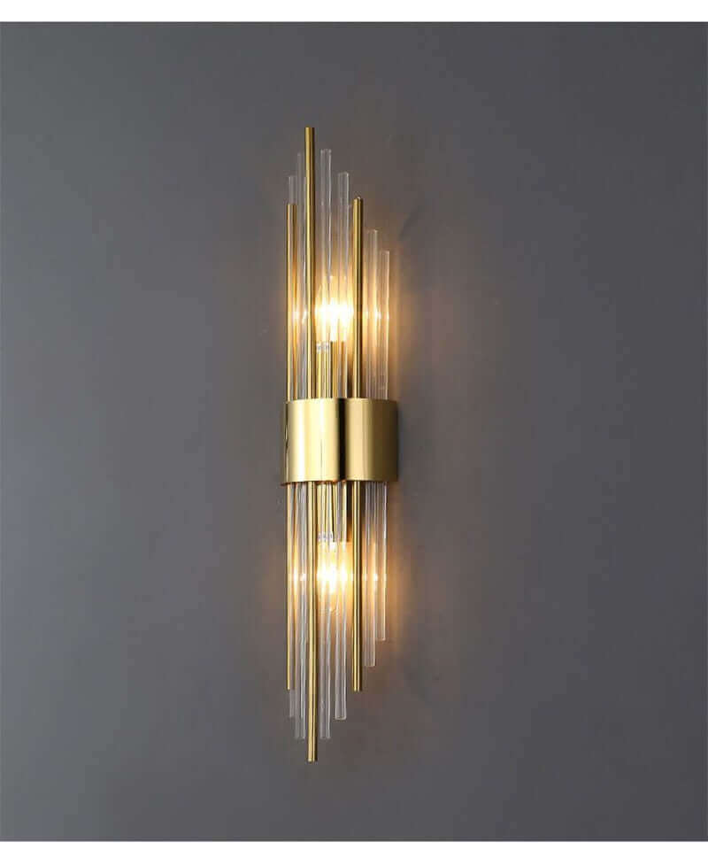 Art Deco Væglampe i Guld med Op & Ned Skærme