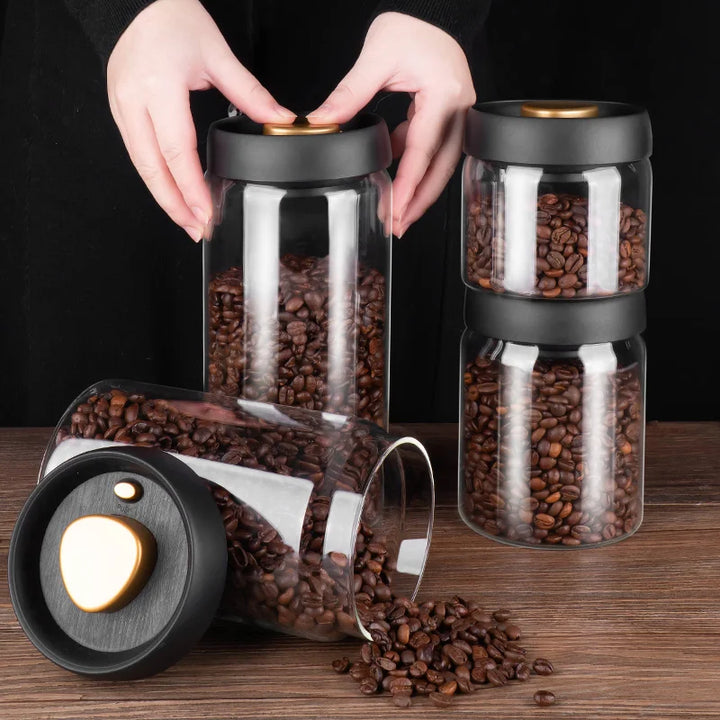 Lufttæt Vakuumforseglet Glasbeholder til Kaffe og Fødevarer