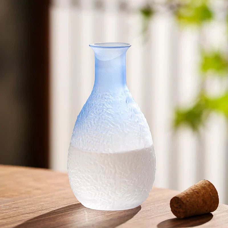 Ombre Blå Glas Sake Sæt med Karaffel og Kopper