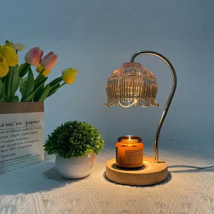 Moderne Metal- og Glasbordlampe med Varm LED-lys