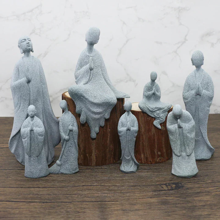 Lille Buddha Statue i Sandsten til Meditation og Zen Have