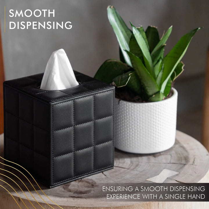 Firkantet Læder Tissue Box Holder med Serviet Dispenser
