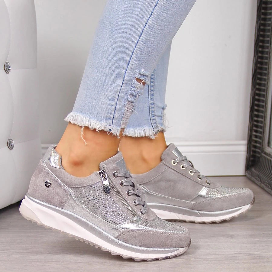 Glitterdetaljerade Plattformssneakers