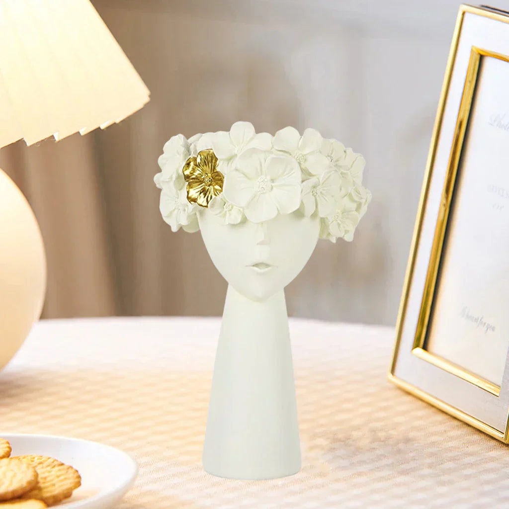 Moderne Harpiks Pige Ansigt Vase til Tørrede Blomster