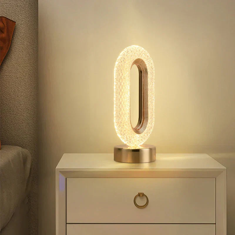 Dæmpbar Krystal Bordlampe med USB Opladning og Fjernbetjening