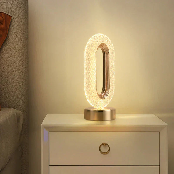 Dæmpbar Krystal Bordlampe med USB Opladning og Fjernbetjening