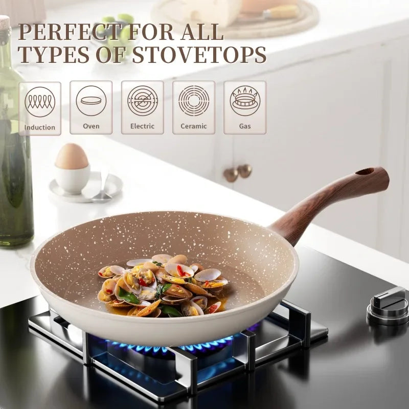 Granite Nonstick Stegepande i Aluminium med Cool Håndtag, 20-28 cm
