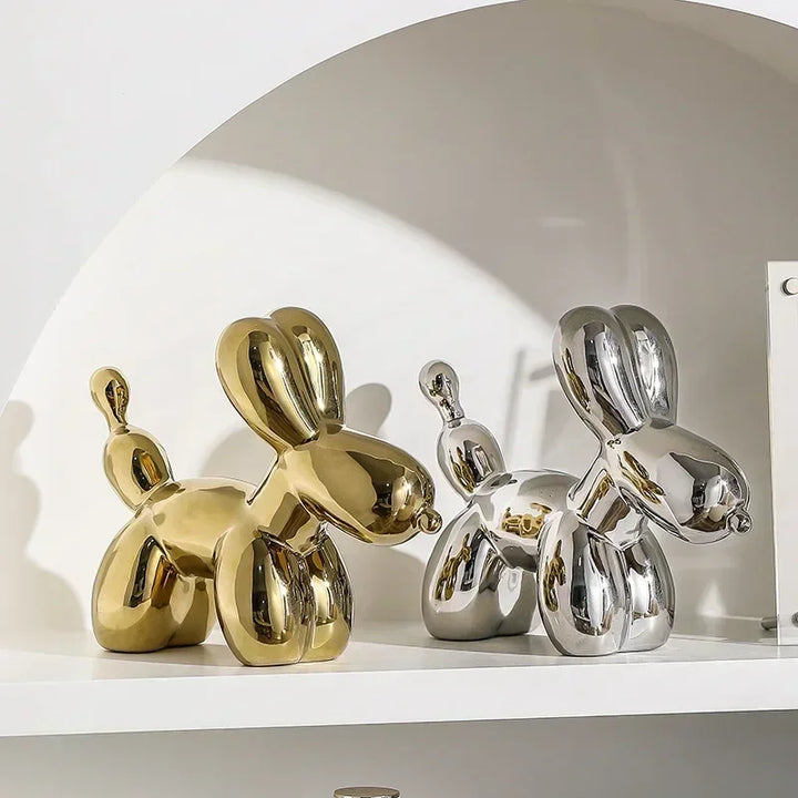 Guld Keramisk Ballon Hund Skulptur til Dekoration