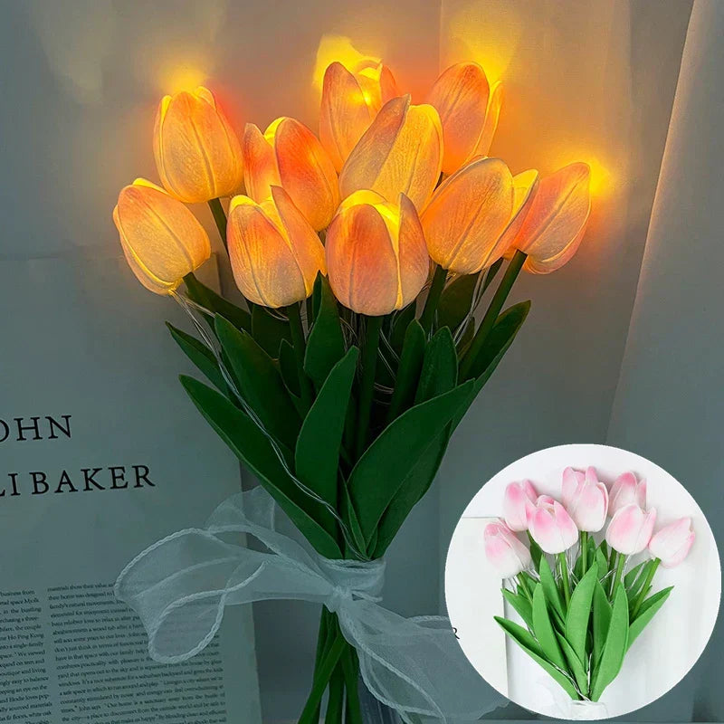 LED Faux Tulipan Bouquet Lampe til Bryllup og Hjemmedekoration