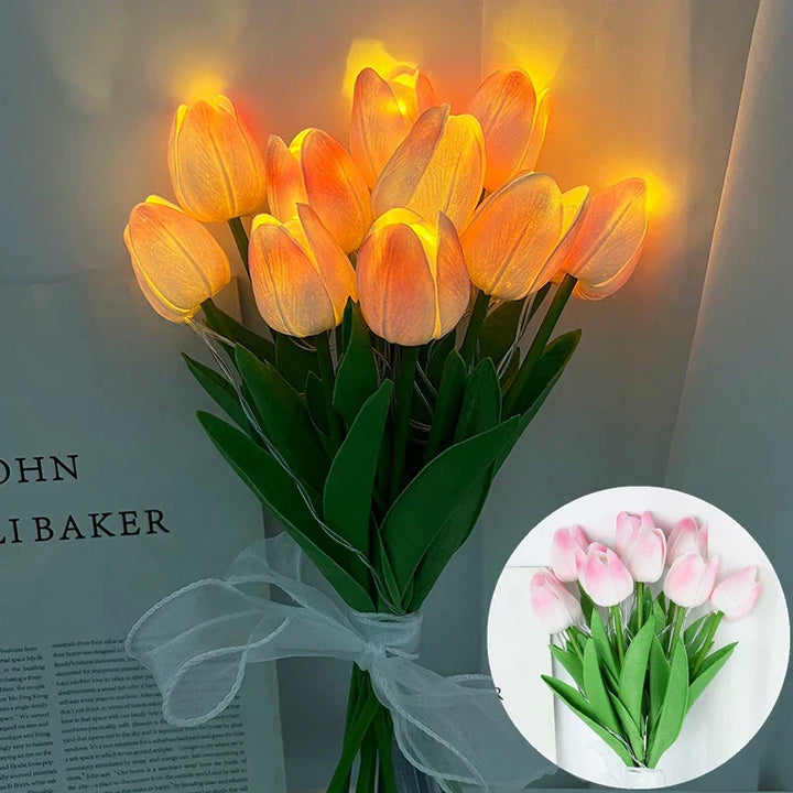 LED Faux Tulipan Bouquet Lampe til Bryllup og Hjemmedekoration
