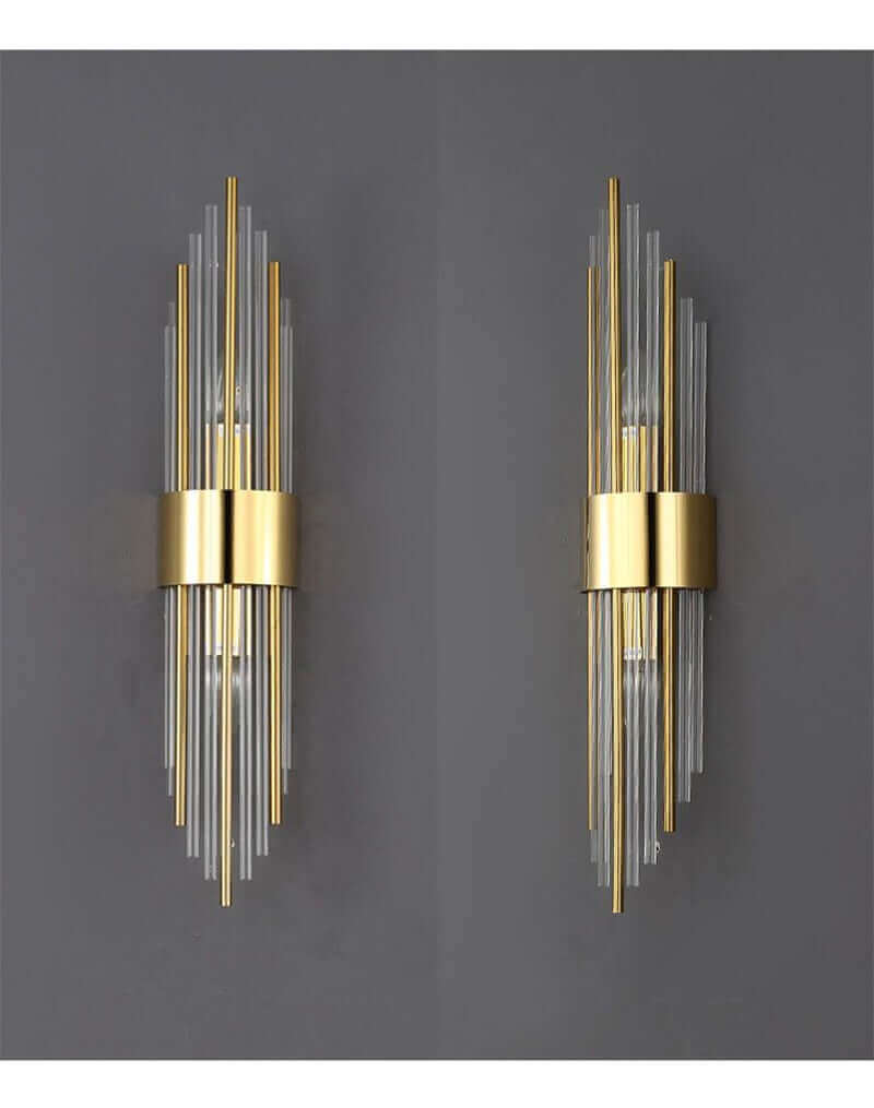 Art Deco Væglampe i Guld med Op & Ned Skærme