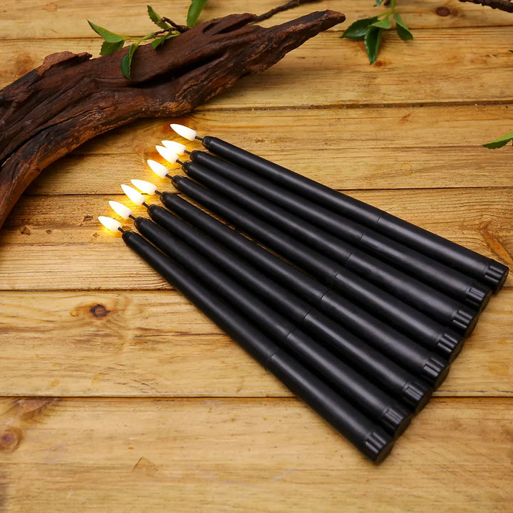 Sorte LED Lys uden Flamme med Fjernbetjening