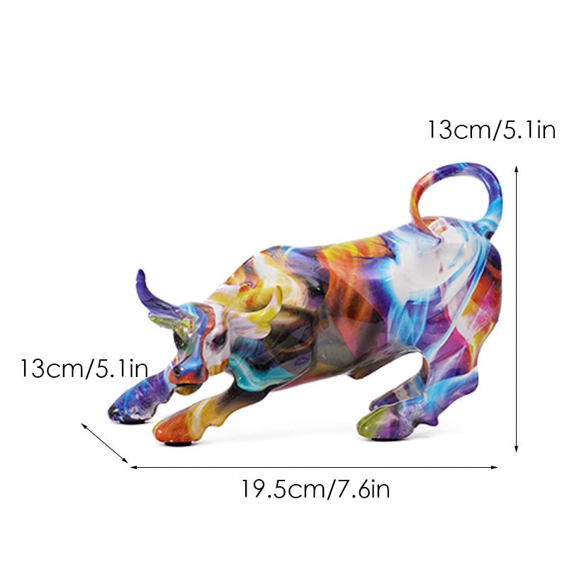 Farverig Graffiti Tyr Statue i Resin