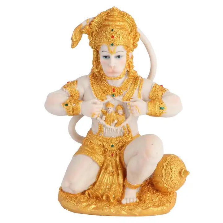 Elegant Resin Lord Hanuman Figurine i Guld