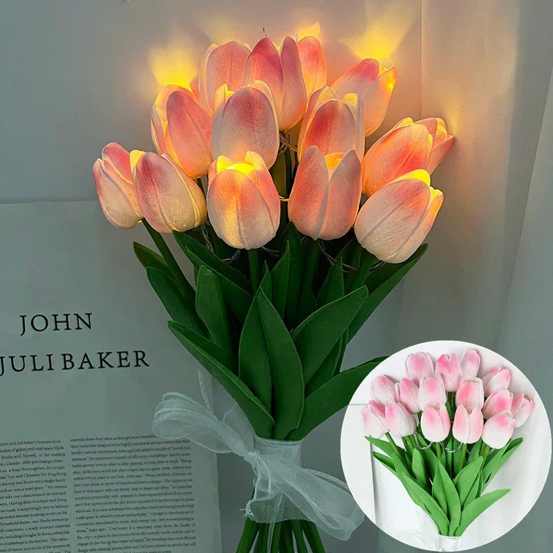 LED Faux Tulipan Bouquet Lampe til Bryllup og Hjemmedekoration