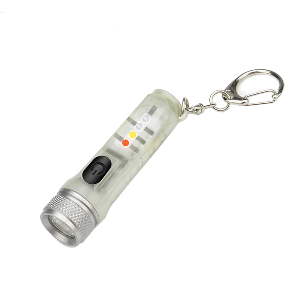 Mini LED Nøglering Lommelygte med Opladning og Flere Lysindstillinger