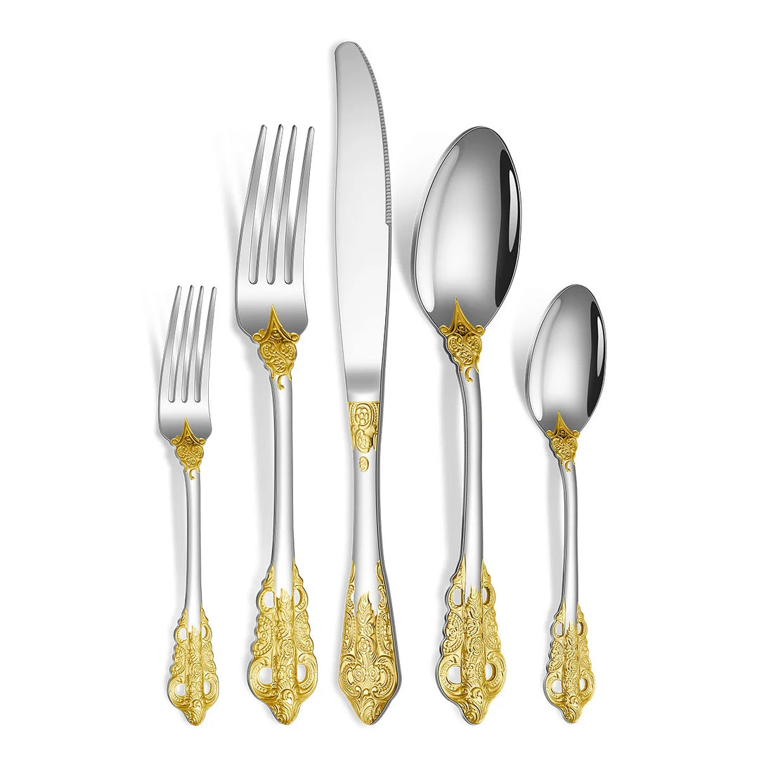 Guldbelagt Rustfrit Stål Bestiksæt med Elegant Design