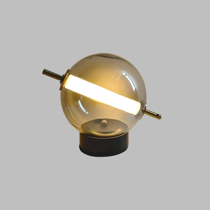Retro Bordlampe i Jern og Glas med Varmt Lys