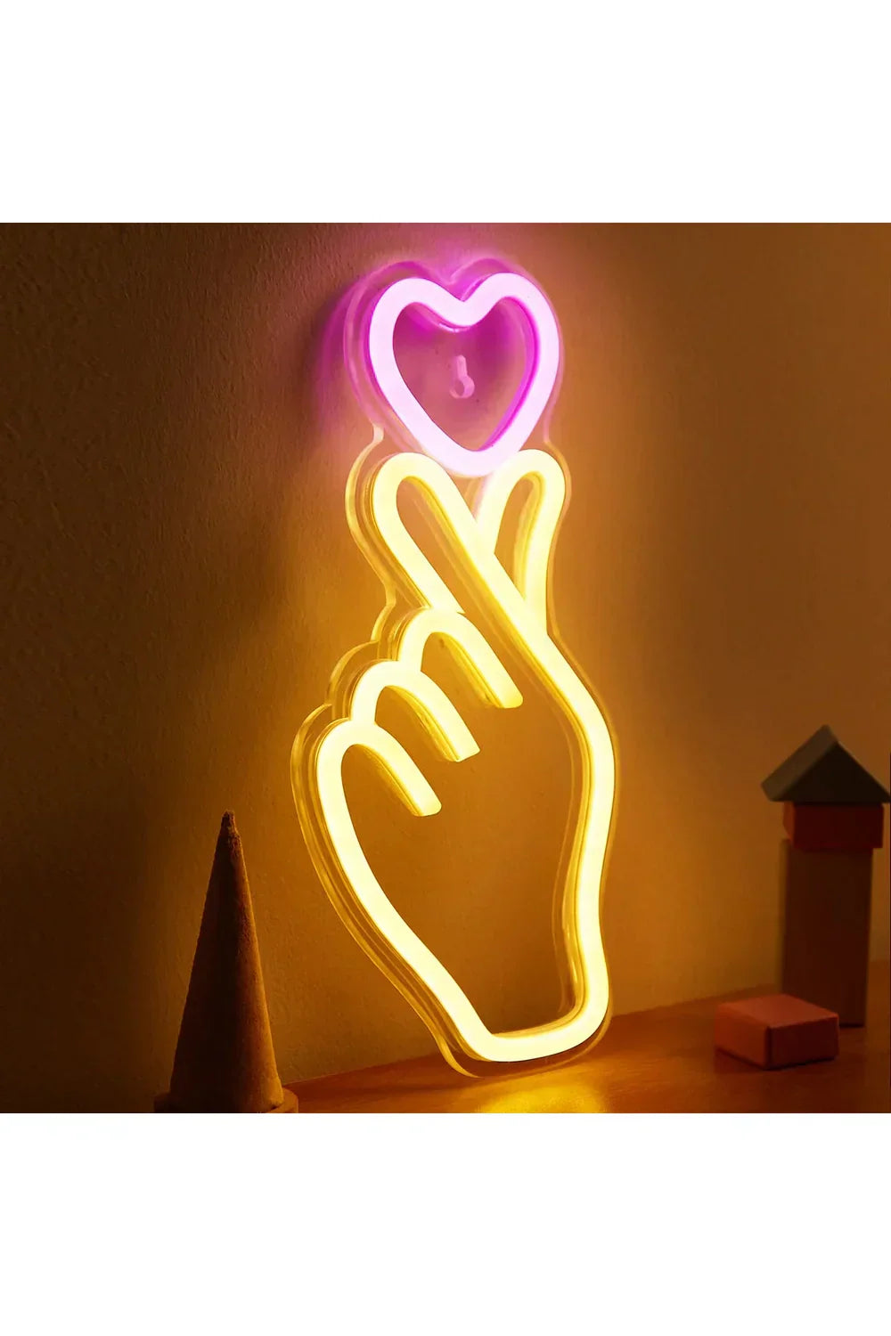 Hånd Hjerte Neon Skilt i Akryl med LED Belysning