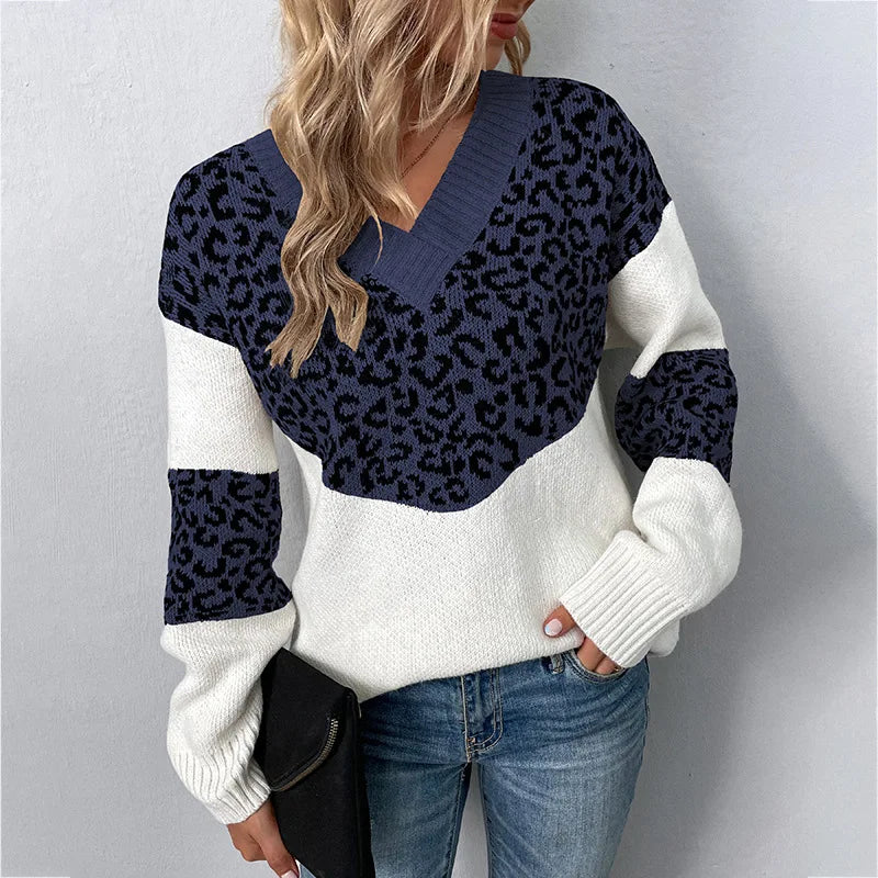 Gabriela™ | Elegant V-hals Sweater Leopard