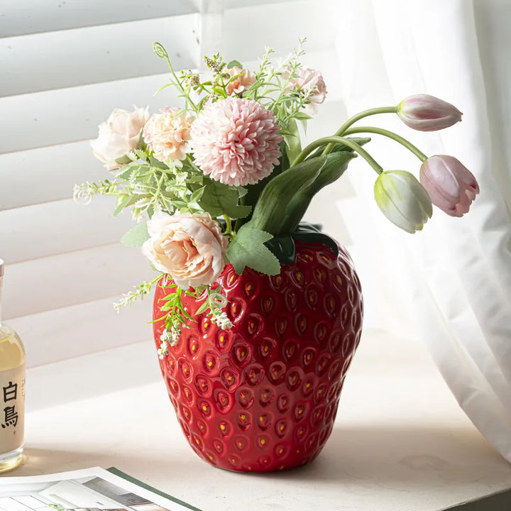 Jordbærformet Keramisk Vase til Blomsterarrangementer