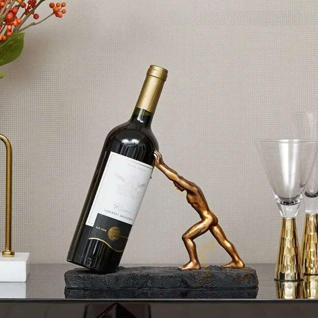 Moderne Metal Vinflaskeholder i Guld eller Sølv