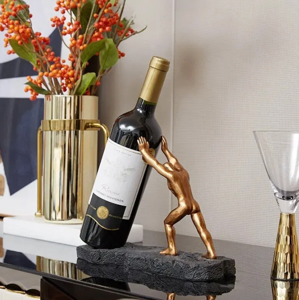 Moderne Metal Vinflaskeholder i Guld eller Sølv