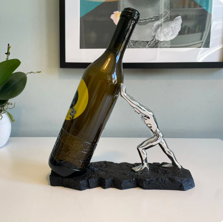 Moderne Metal Vinflaskeholder i Guld eller Sølv