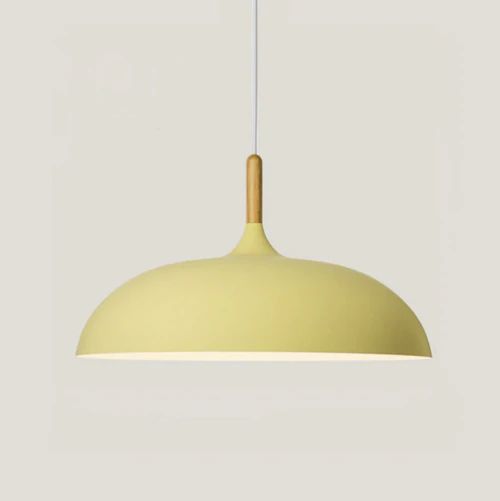 Pastel Pendel i Metal og Træ med Justerbar Ledning