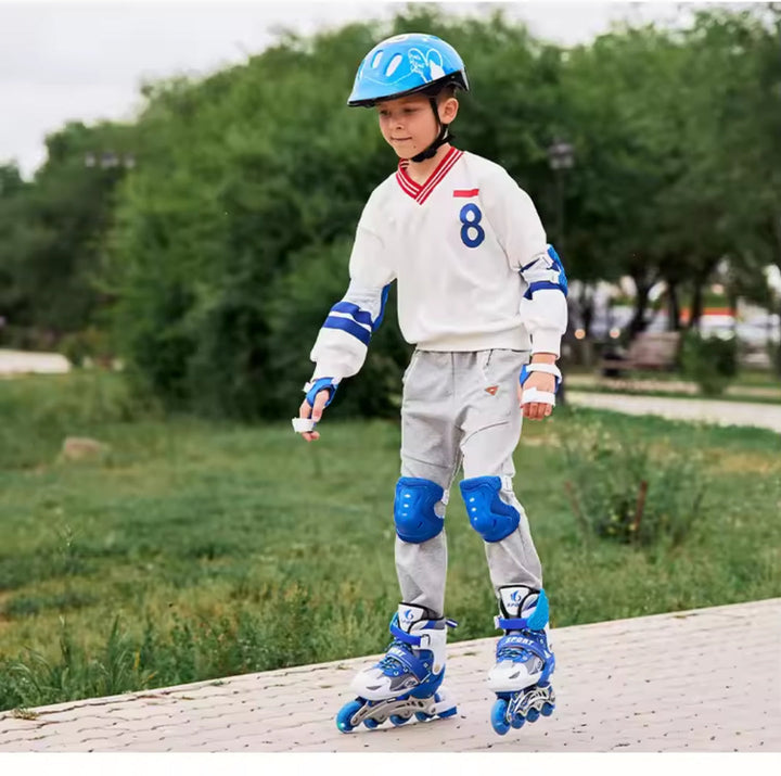 Børneskatesko med Beskyttelsesudstyr i Blå, Pink og Rød