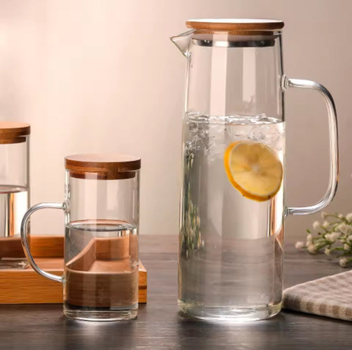 1,2L Varmebestandig Glasbeholder med Tætsluttende Bambuslåg