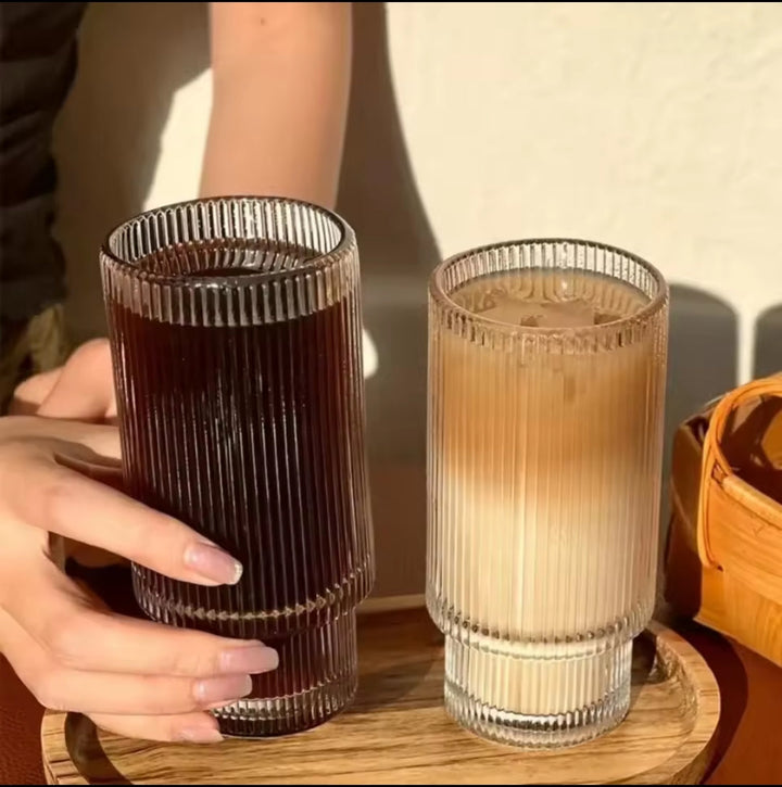 Ribbede Sorte Glas Sæt - 6 Stk. Elegant Design