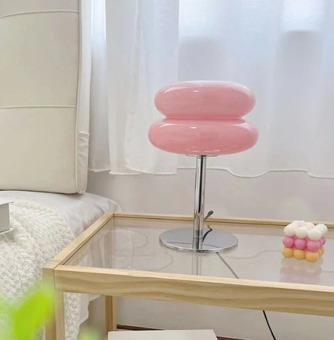 Dæmpbar Pink Retro Bordlampe med USB Opladning