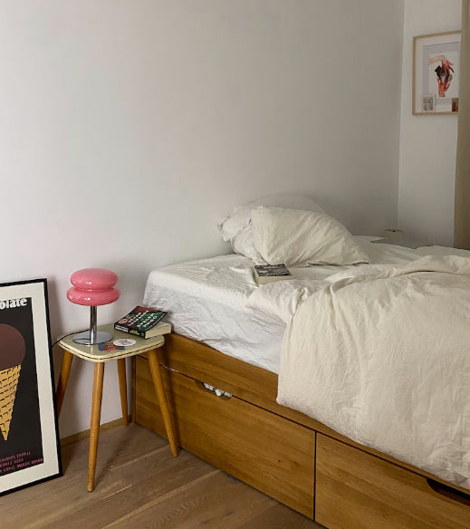 Dæmpbar Pink Retro Bordlampe med USB Opladning