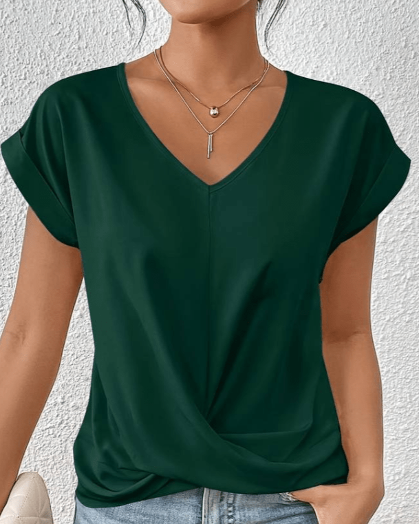 Jade | Kvinders V-Hals Korte Ærmer Twist Front Top